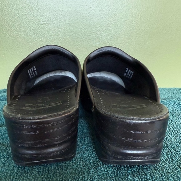 Dansko Black Leather Slide In Sonja Clogs Sz 38 (US 7.5-8) Nurses Medical Vet Tx - Picture 9 of 11